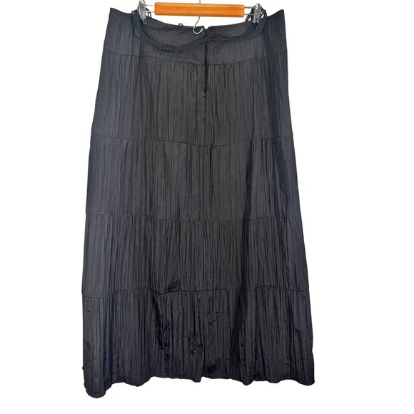 Retro Tiered Maxi Dress Black 14 Neutral Boho Western Classic Chic Indie Folk - Picture 7 of 10